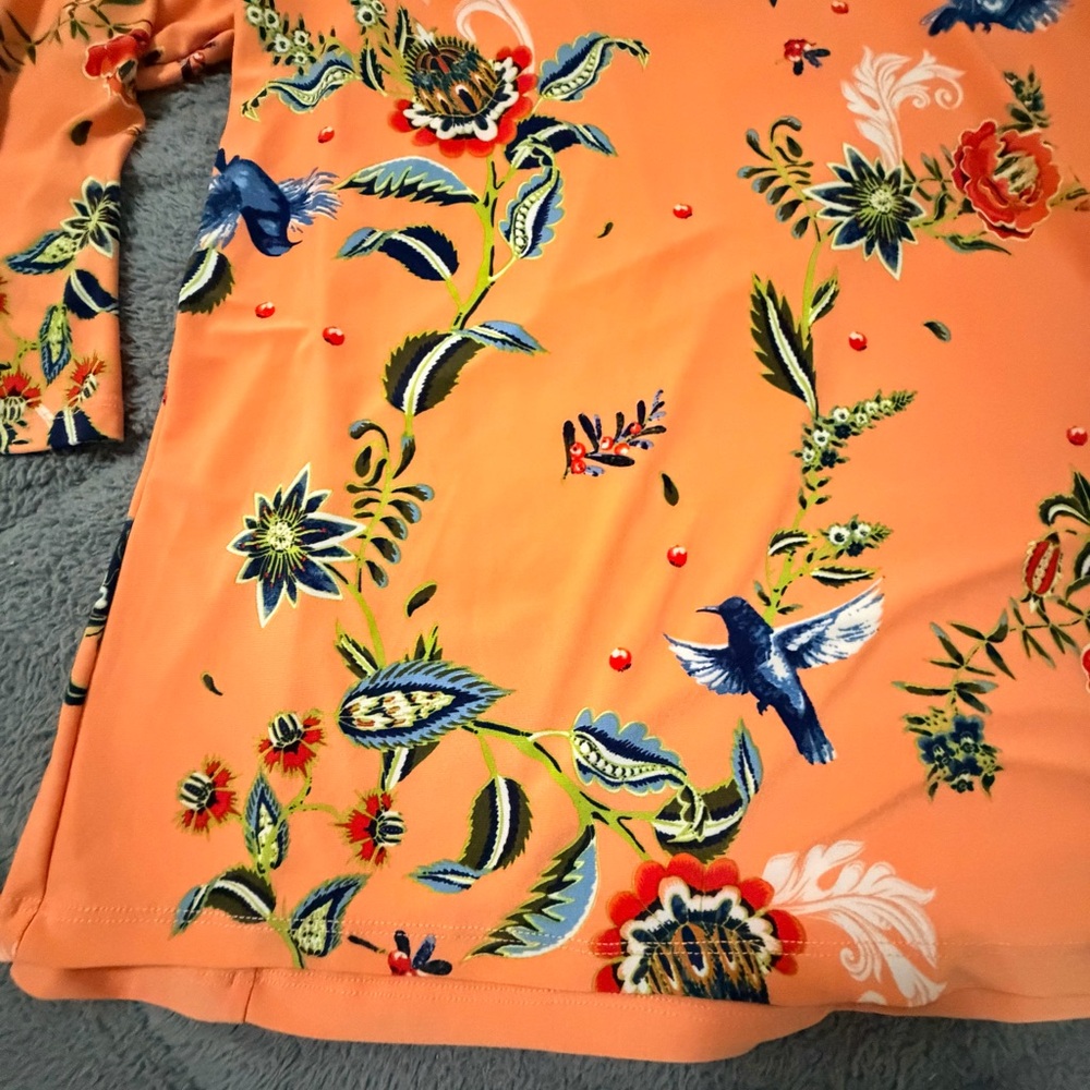 Women’s Attitudes by Renee Como Jersey Two Pack Tops BlouseOrange floral Large - Picture 4 of 8